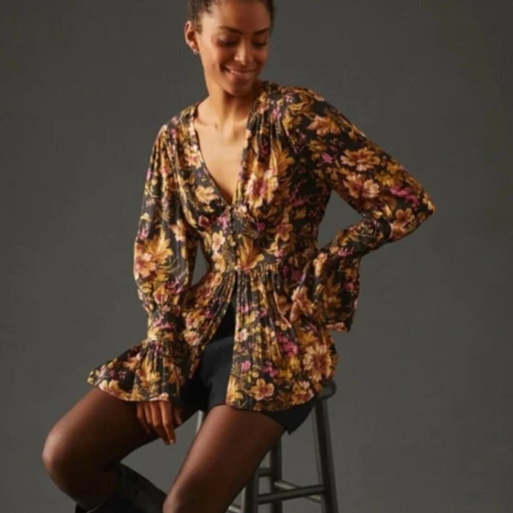 Anthropologie Multicolor Floral Blouse